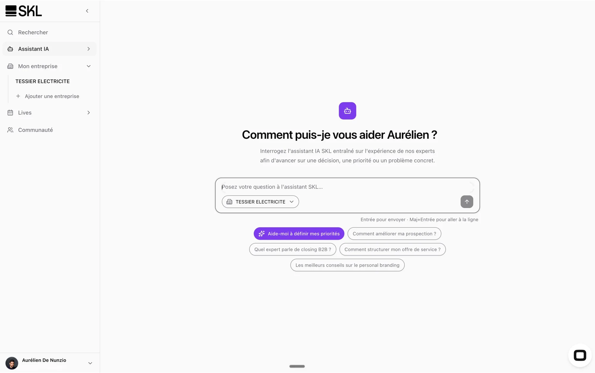 Aperçu de l'assistant IA SKL